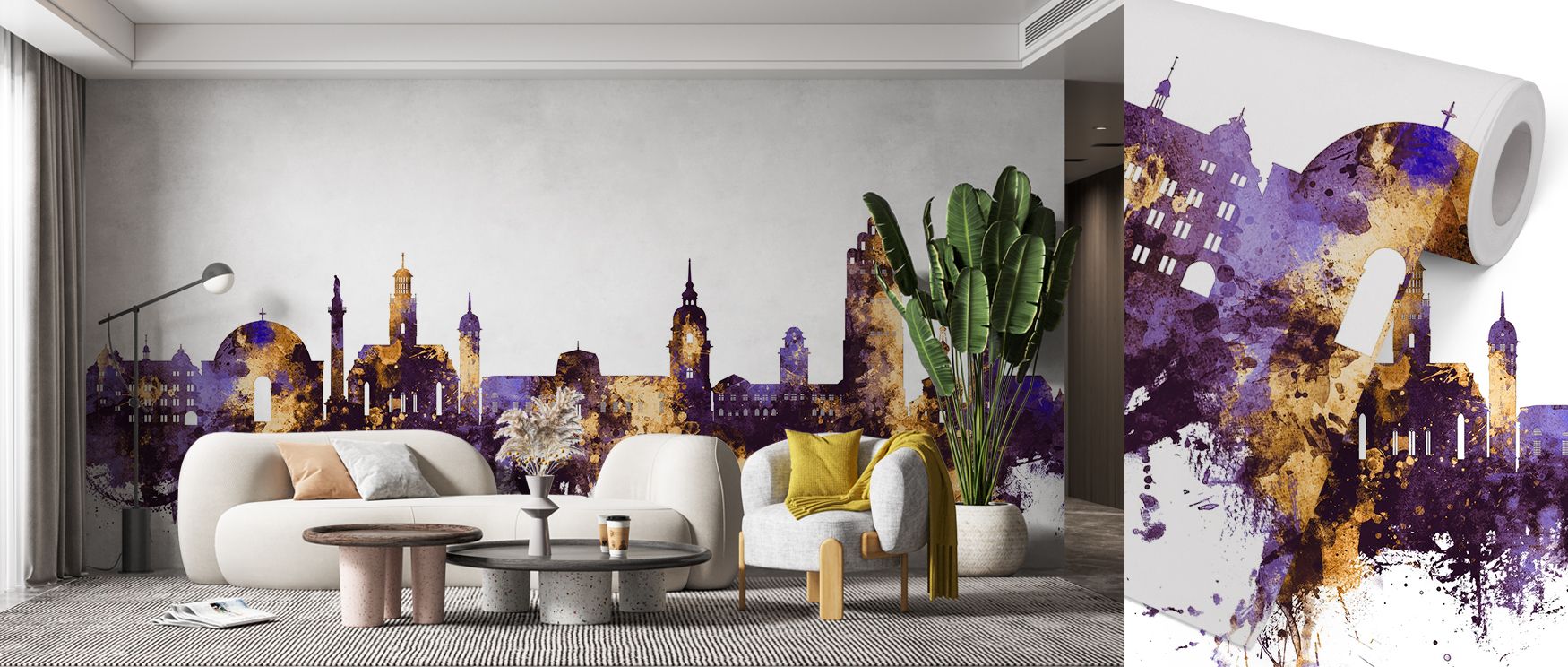 A city wallpaper presenting Darmstadt skyline in shimmering tones that add richness and elegance to interiors. Its cultural charm and modern artistry create walls filled with luxury, suitable for studies, bedrooms, or living spaces where refinement thrive