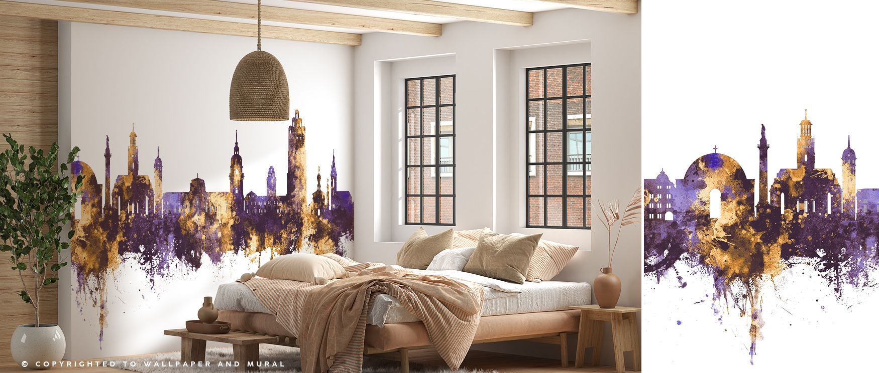 This wallpaper features Darmstadt cityscape in radiant tones that provide elegance and cultural artistry. Its design offers interiors richness, transforming walls into showcases of urban charm perfect for living rooms, lounges, or hallways. 