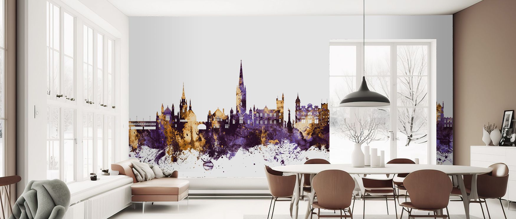 A mural wallpaper showcasing Derry skyline in regal artistry, perfect for bedrooms, lounges, or creative spaces. It enriches interiors with decorative refinement, cultural inspiration, and architectural charm, creating refined spaces enriched with stylish