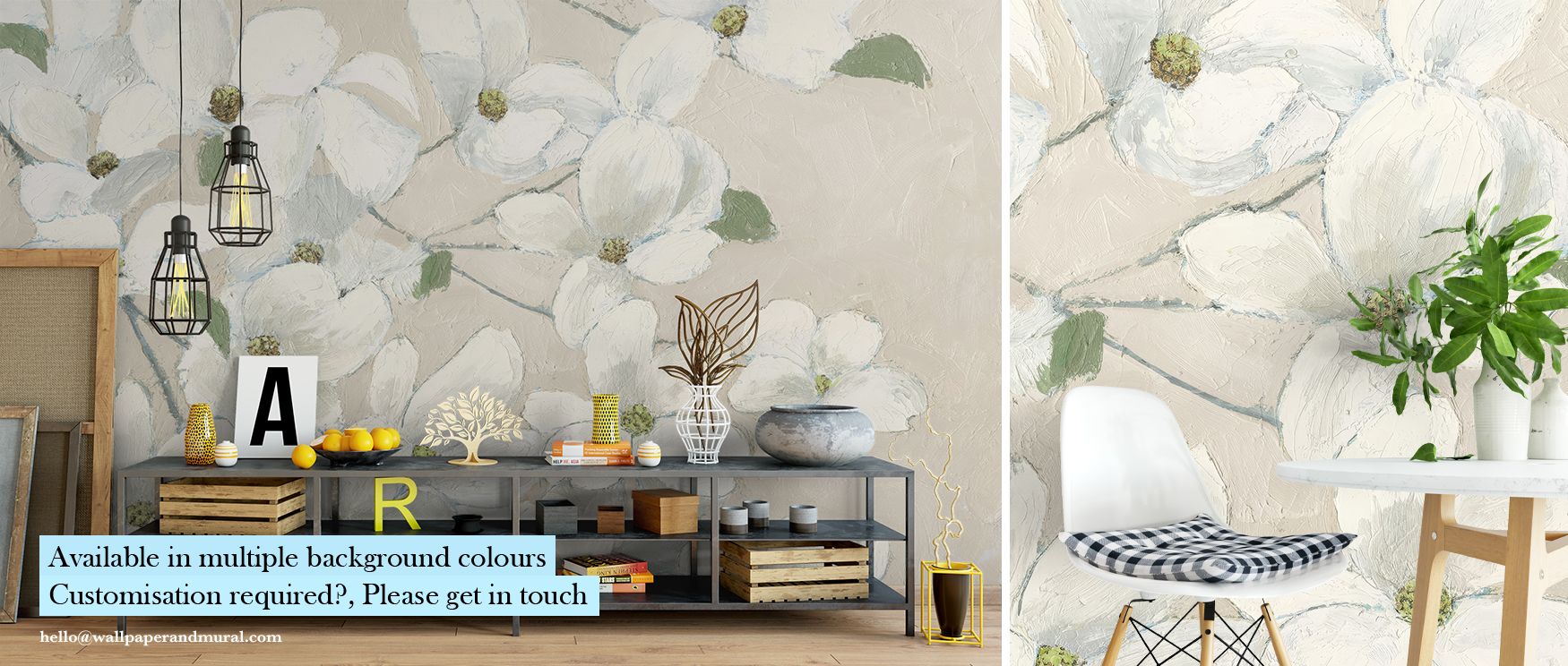 A floral wallpaper featuring dogwood blossoms in graceful arrangement, perfect for bedrooms, nurseries, or living spaces. It enhances interiors with decorative artistry, natural refinement, and gentle charm, creating serene spaces enriched with timeless f