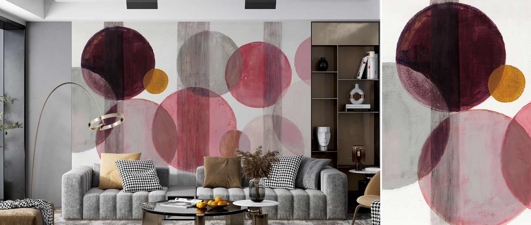 Playful dot mural wallpaper rendered in cheerful tones, suited for nurseries, living rooms, or creative spaces. It creates refined interiors enriched with decorative artistry, whimsical balance, and lively charm, offering homes stylish atmospheres filled 