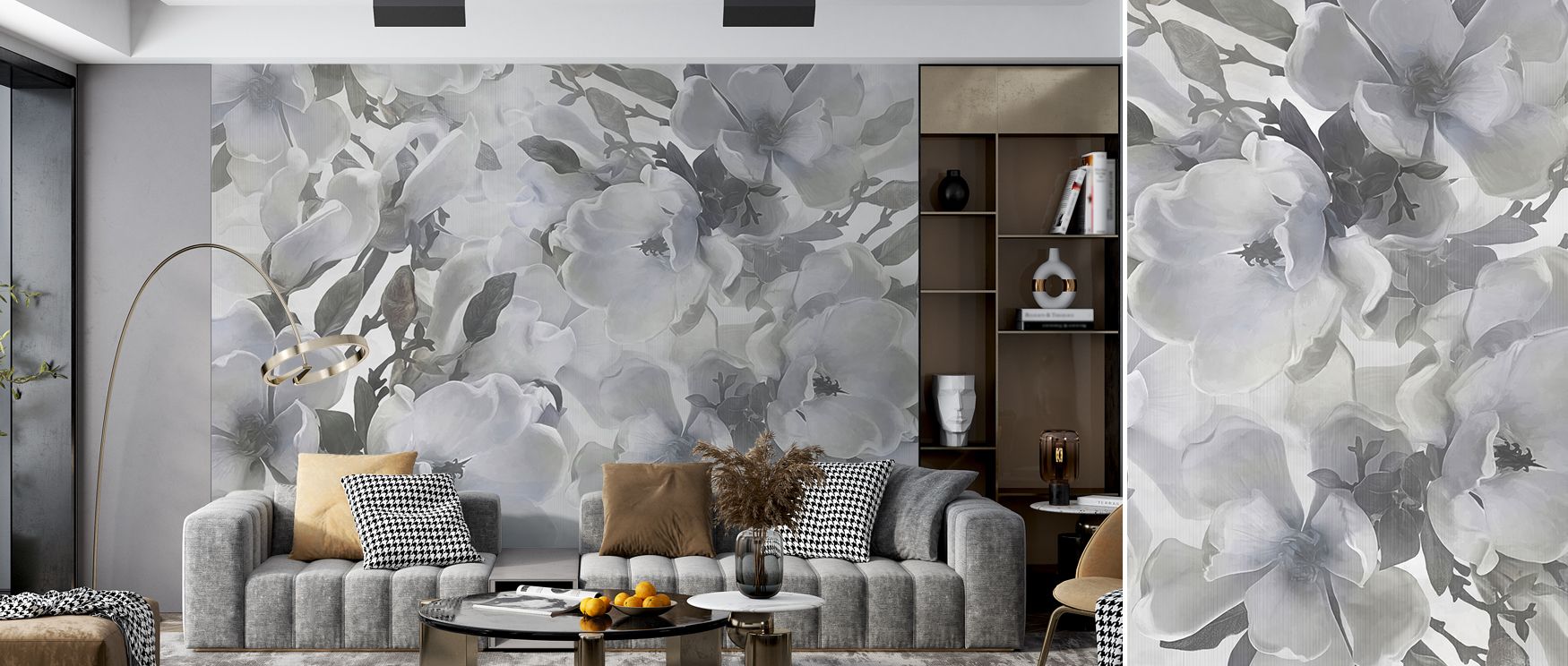 Small magnolia floral mural wallpaper designed in soft artistry, suited for bedrooms, dining rooms, or studies. It creates refined interiors enriched with floral charm, decorative refinement, and timeless balance, offering stylish homes peaceful atmospher