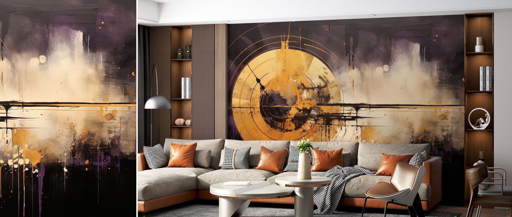 A mural wallpaper showcasing drifting cosmic forms in celestial tones, perfect for bedrooms, offices, or dining areas. It enriches interiors with decorative refinement, imaginative artistry, and cosmic charm, creating stylish spaces filled with wonder and