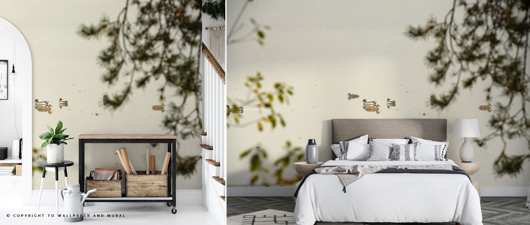 A mural wallpaper capturing resting ducks in scenic artistry, perfect for bedrooms, living rooms, or studies. It enriches interiors with decorative refinement, natural artistry, and calm inspiration, creating stylish atmospheres enriched with serenity and