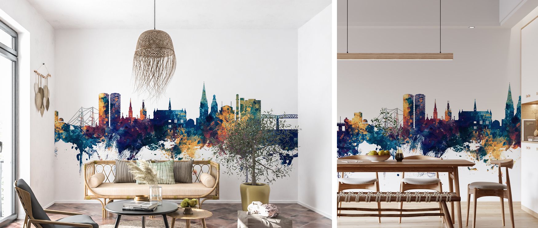 Dundee Scotland skyline art wallpaper in deep blue and bronze tones captures architectural details with elegance and transforms bedrooms, living rooms, or study walls into sophisticated heritage-inspired decor pieces, blending cultural pride with stylish 