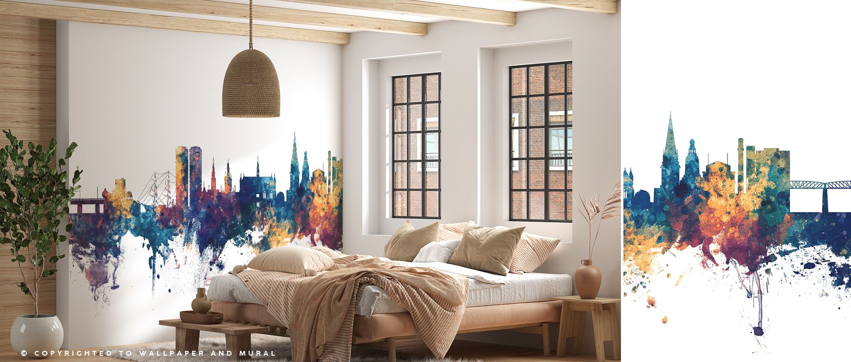 Blue and bronze Dundee cityscape wall design adds cultural charm and refined elegance to interiors, perfect for home or office, offering iconic skyline patterns that balance modern design with heritage richness, creating a statement wall that inspires sop