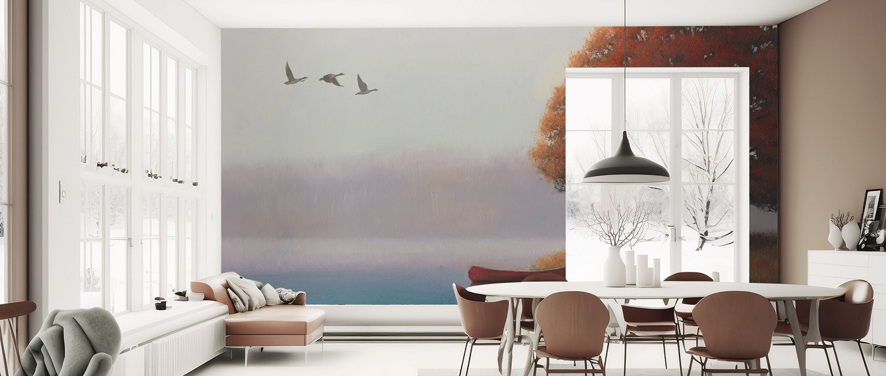 Morning light wallpaper mural with soft skies and peaceful tones enhances interiors by adding serene natural charm, transforming bedrooms or living rooms into tranquil retreats filled with harmony and renewal. 