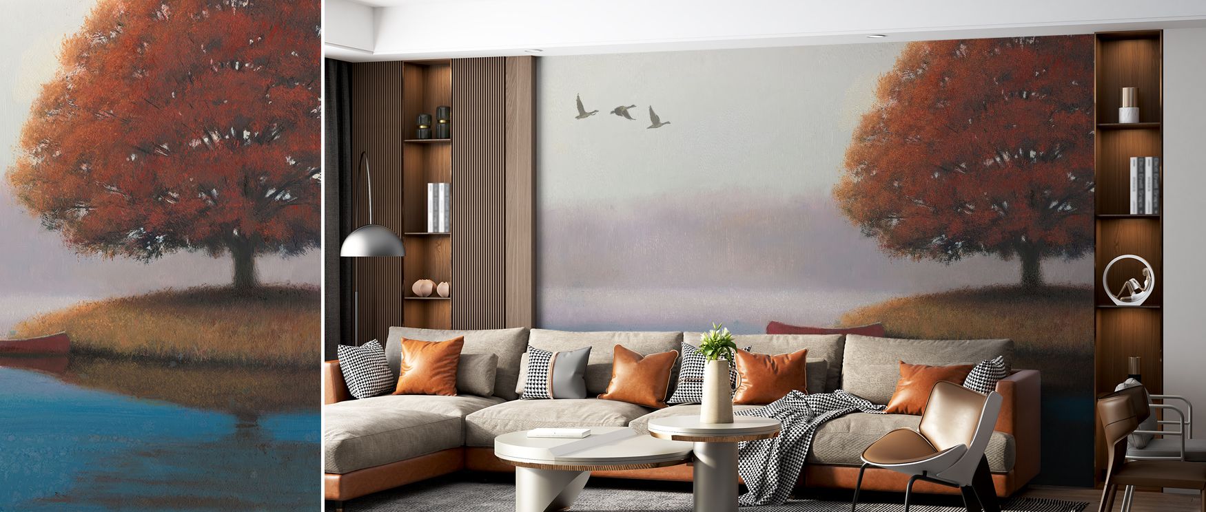 Peaceful dawn wall mural capturing early morning beauty transforms bedrooms or kitchens into serene environments, blending soft skies and gentle light into interiors that promote calm, mindfulness, and harmonious living every day. 