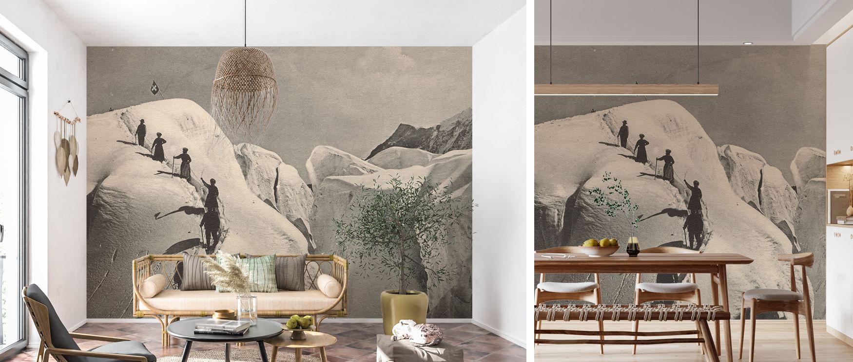 Majestic mountain wall mural depicting serene landscapes and towering Eismeer peaks creates interiors filled with calm inspiration and natural wonder, ideal for stylish bedrooms or lounges. 