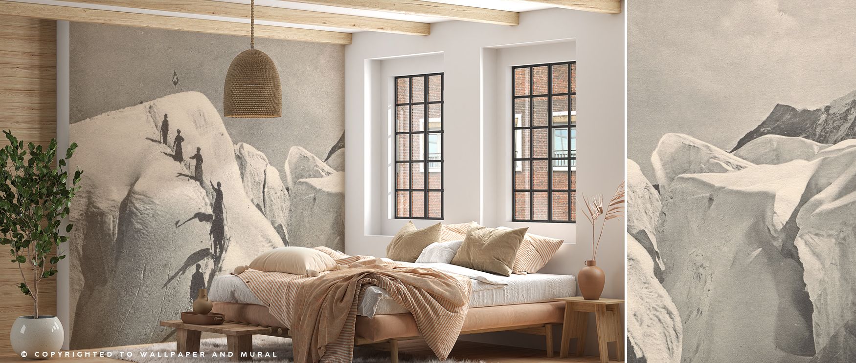 Mountain peaks wallpaper mural inspired by Eismeer Heights adds bold natural beauty and serene artistry to interiors, perfect for transforming bedrooms or living rooms into spaces of adventure and tranquility. 