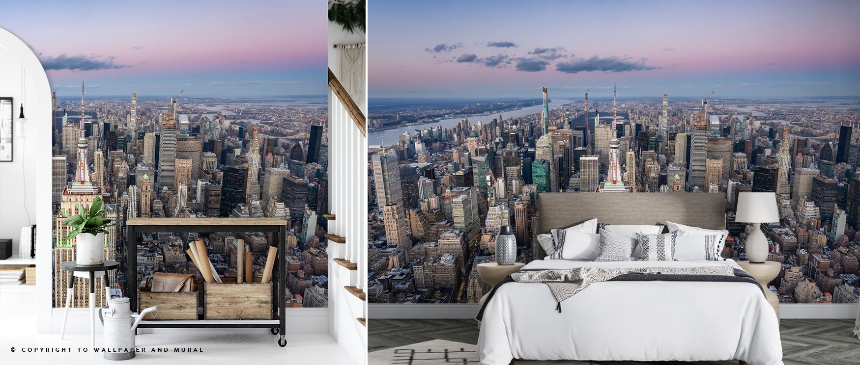Empire State Building wall covering in artistic detail creates stylish interiors with modern elegance, enriching bedrooms or offices with iconic New York design. 