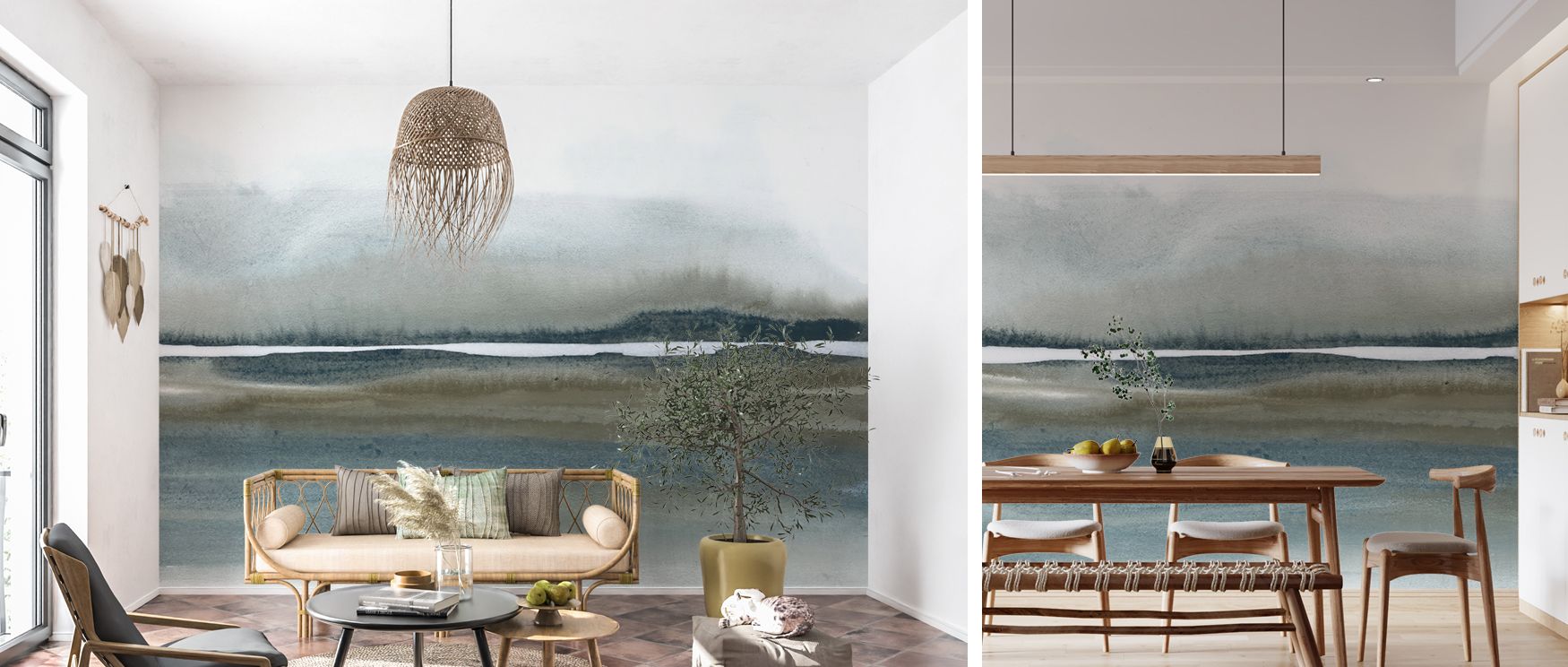 Scenic wallpaper mural depicting bold skies and dramatic end-of-day light enriches interiors with mood and artistry. Bedrooms or offices transform into sanctuaries of power, beauty, and timeless elegance. 