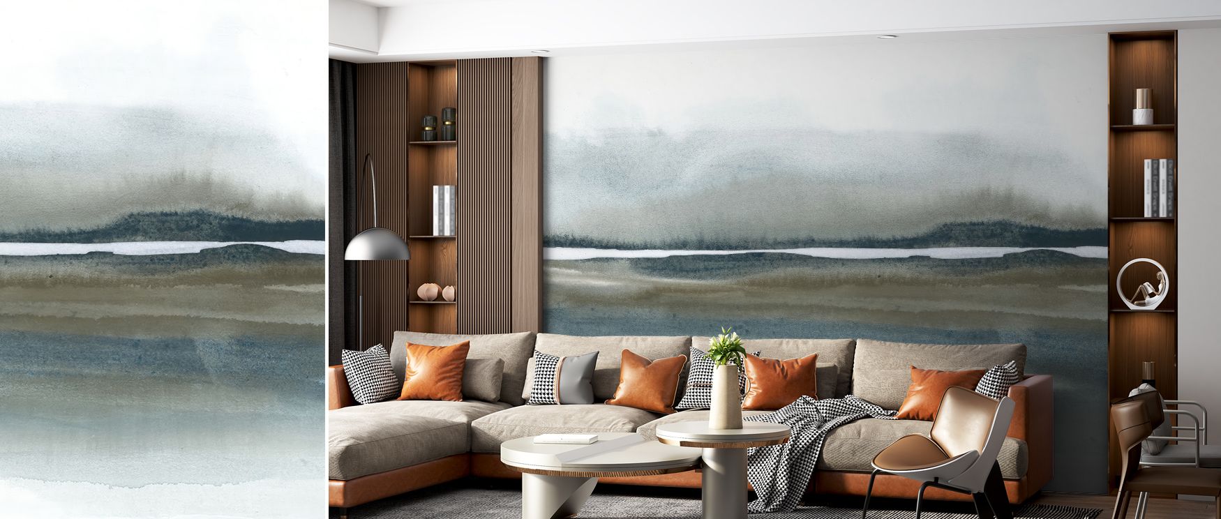 Scenic wallpaper capturing intense beauty of the day’s final moments transforms interiors into bold, dramatic backdrops. Living rooms or bedrooms shine with artistry, elegance, and grandeur. 