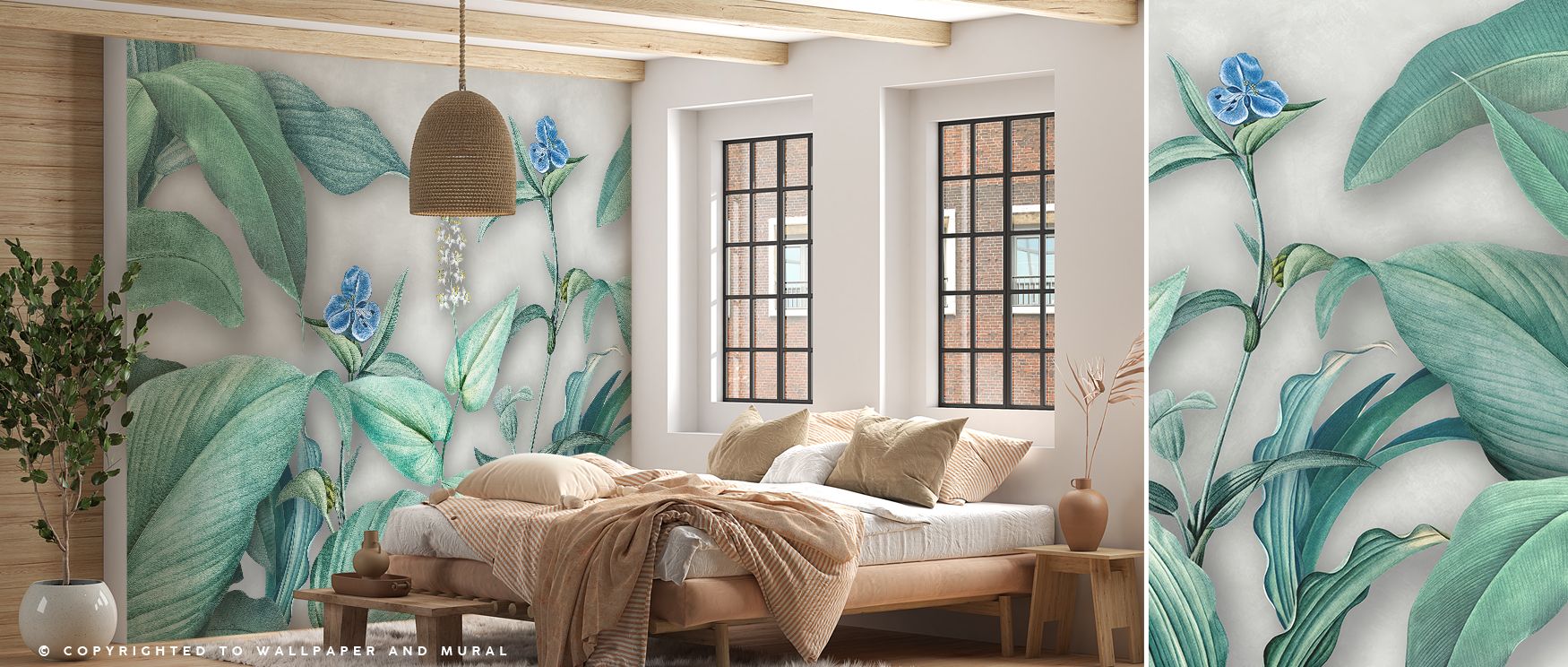 Elegant floral wallpaper design featuring delicate artistry enriches interiors with timeless beauty and serenity. Bedrooms or dining rooms shine with sophistication, calm character, and refined visual balance. 