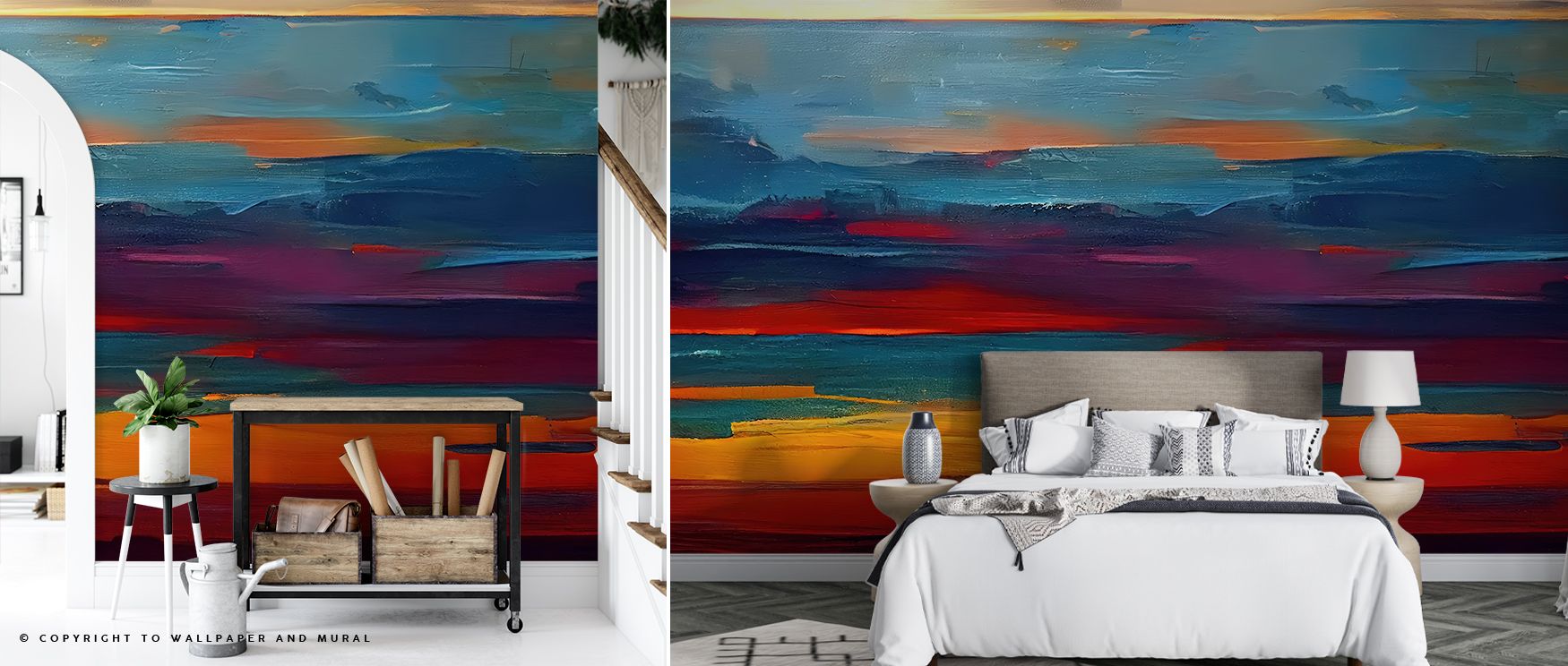 Fantasy dawn wallpaper mural filled with enchanting colors transforms interiors into whimsical sanctuaries. Bedrooms or lounges glow with artistry and magic, creating dreamy spaces filled with wonder and beauty. 