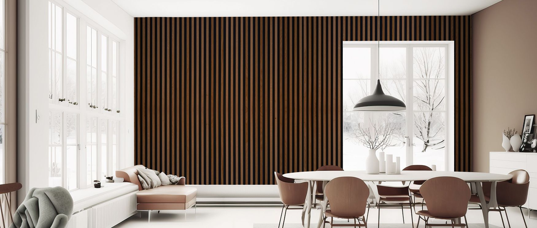Rustic wood panel wallpaper mural with realistic design transforms interiors with natural artistry. Living rooms or offices glow with warmth, creating inviting spaces enriched with charm. 