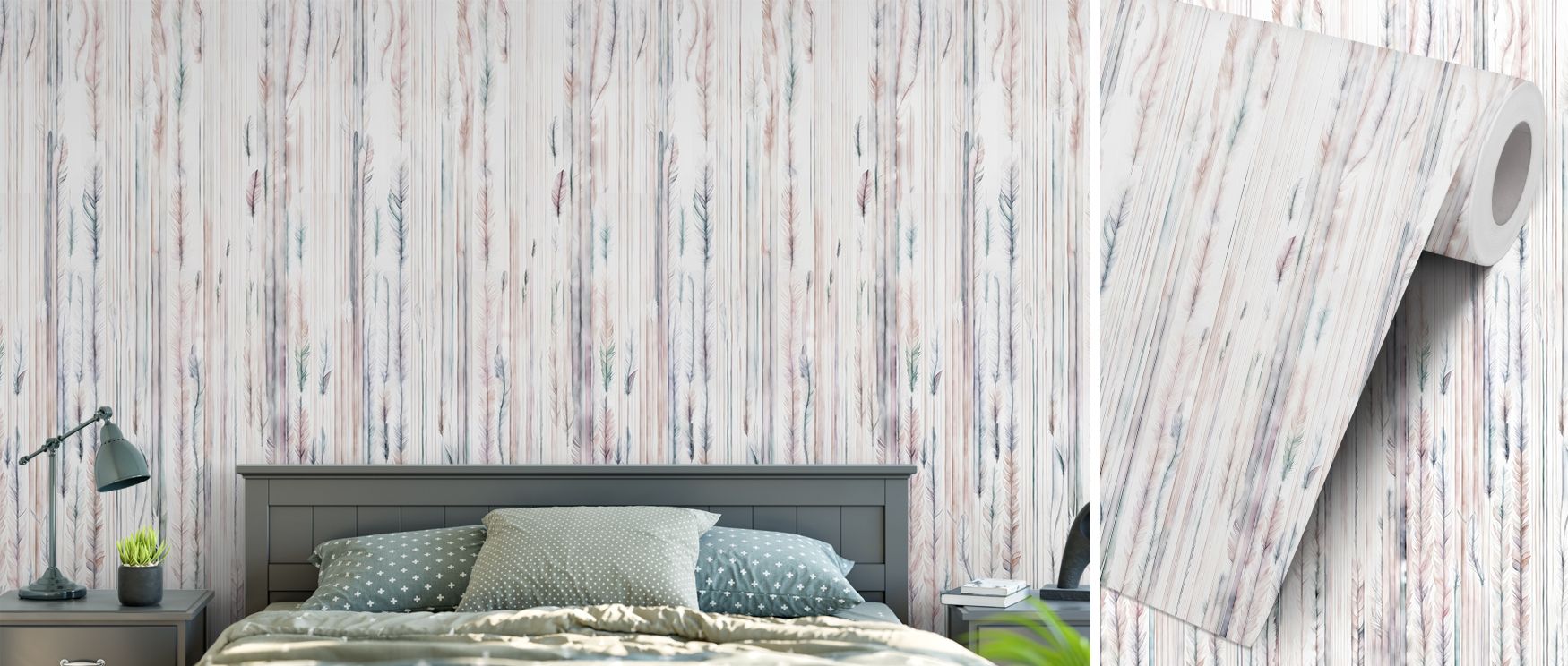 Artistic feather wallpaper design in soothing brown tones creates interiors filled with tranquility. Bedrooms or lounges glow with refinement and grace, transforming walls into elegant sanctuaries enriched with charm and calmness. 