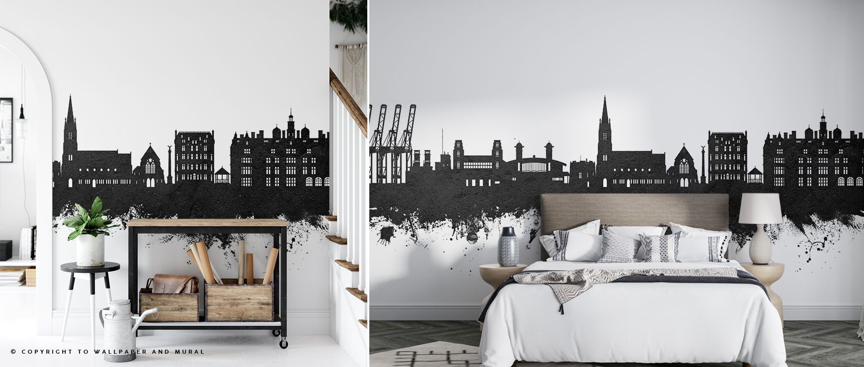 Felixstowe skyline mural wallpaper in monochrome tones captures architectural beauty with refinement. Living rooms or workspaces glow with sophistication, creating cultural sanctuaries enriched with charm and artistry. 