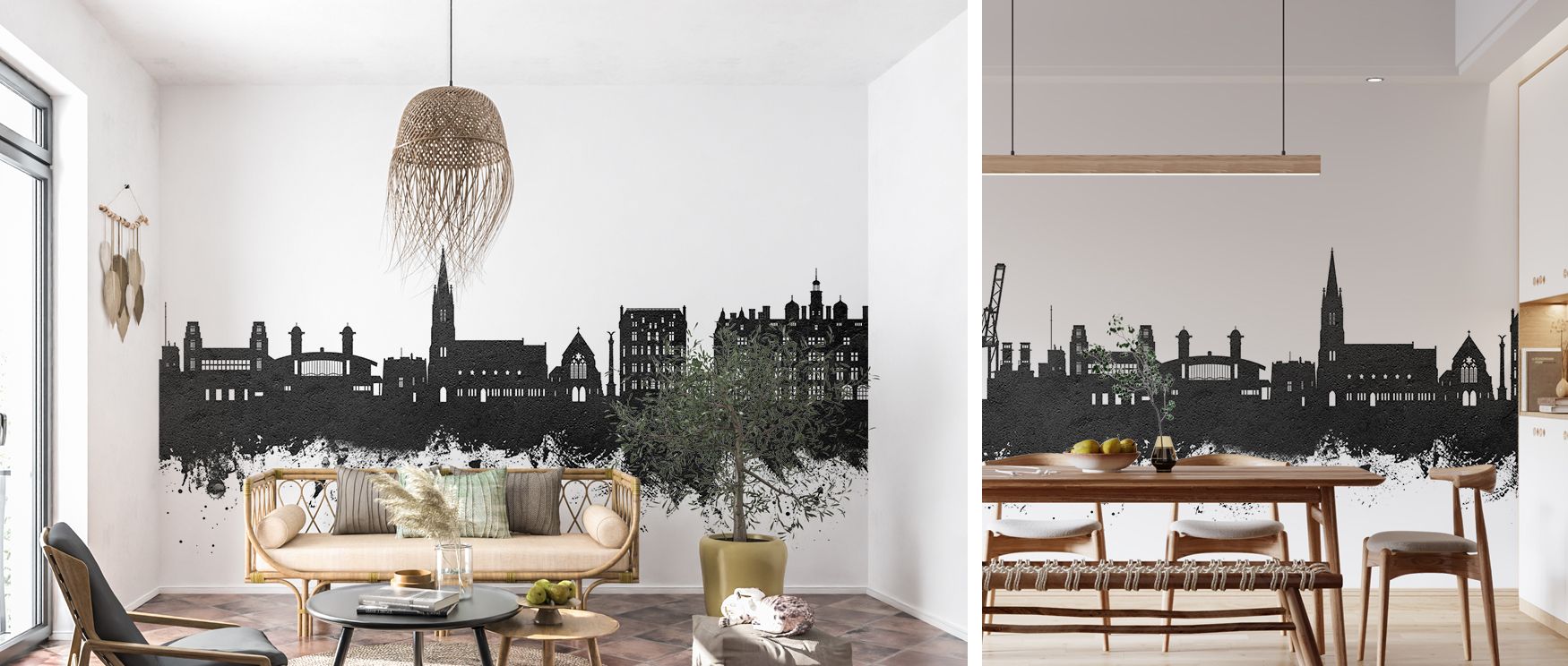 A Felixstowe cityscape wallpaper mural in striking black and white enriches interiors with modern charm. Offices or living rooms glow with sophistication, transforming walls into cultural backdrops filled with elegance. 