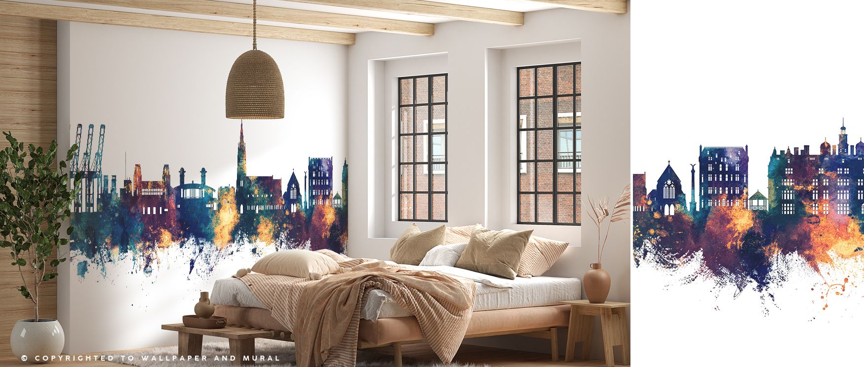 A Felixstowe skyline mural in blue and bronze tones enriches interiors with artistry and charm. Living rooms or offices glow with sophistication, turning walls into cultural statements filled with elegance and pride. 