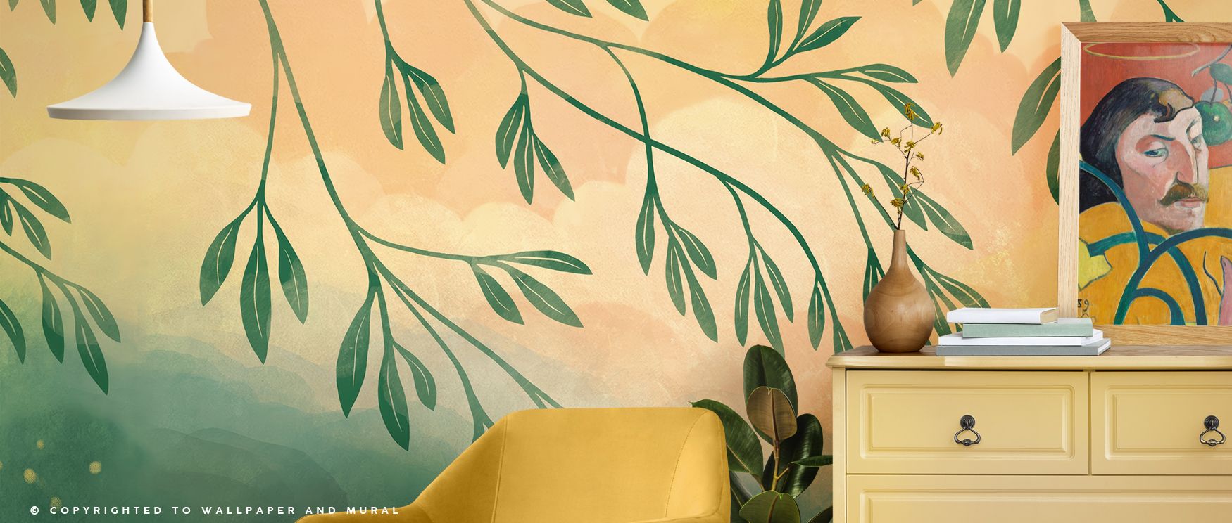 Fireflies wallpaper mural capturing nightscape charm enriches interiors with serenity. Bedrooms or living rooms glow with whimsical artistry, turning walls into peaceful sanctuaries filled with calm inspiration. 