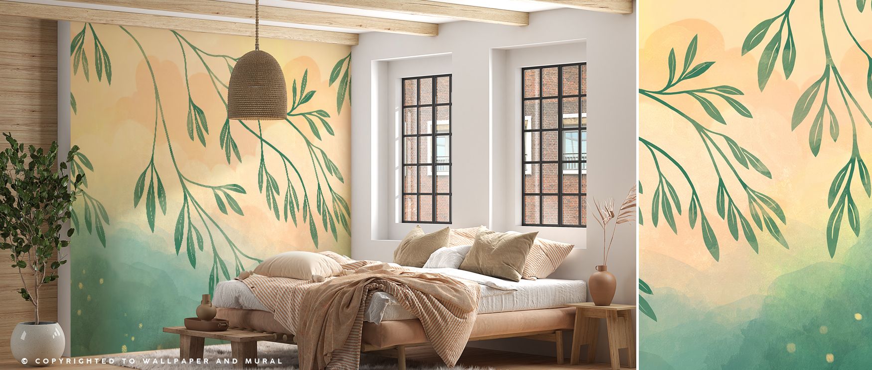 Enchanting Fireflies wallpaper mural with luminous details enriches interiors with nighttime artistry. Bedrooms or lounges glow with serenity, turning walls into dreamy sanctuaries filled with calm beauty. 