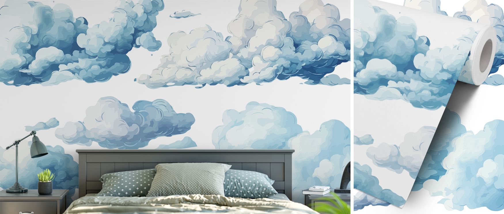 This wallpaper design captures floating clouds in sketch form, their subtle contours adding depth and calmness. Perfect for peaceful interiors such as bedrooms, reading corners, or stylish living areas, it creates a mood of refinement, allowing walls to f