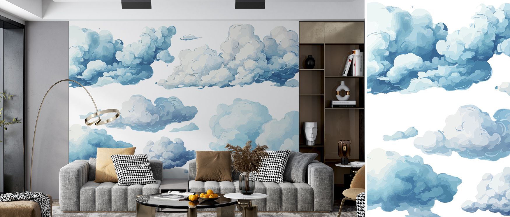 Gentle cloud sketches bring artistry to this wallpaper, their delicate movement creating serenity throughout interiors. Designed for spaces such as bedrooms or lounges, it transforms walls with quiet elegance, inspiring a calm environment that feels creat