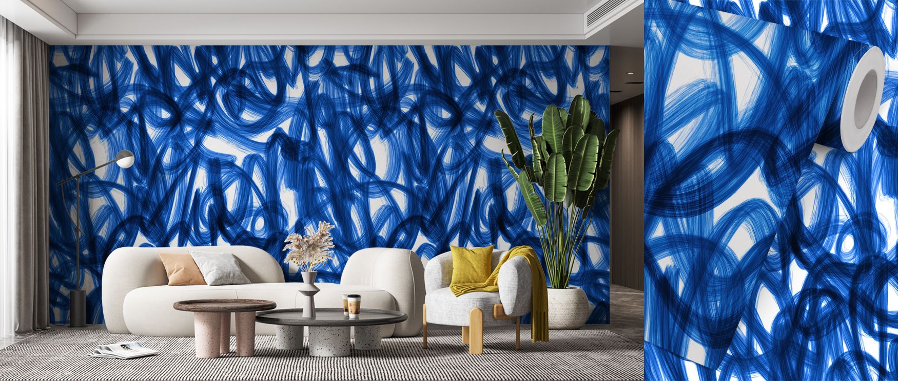 This wallpaper captures the essence of floating abstract scribbles, lines that intertwine and create movement. Perfect for dynamic interiors, it enhances bedrooms or workspaces with lively energy while adding sophistication. Walls feel like modern canvase