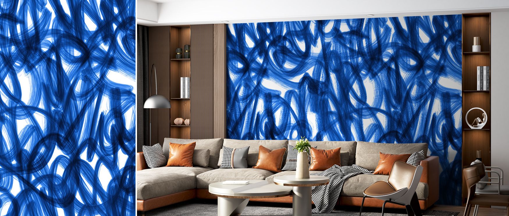 Abstract scribbles float across this wallpaper, giving rooms dynamic energy and modern sophistication. Living rooms and offices benefit from its spontaneous artistry, as walls become filled with expressive charm that inspires creativity and timeless visua