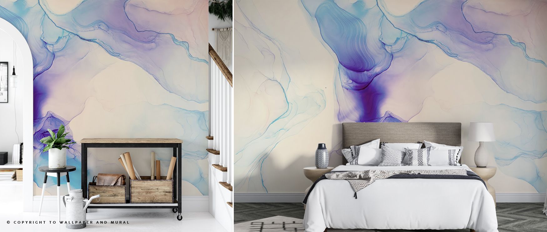 Abstract floating motifs sweep across this wallpaper in artistic patterns, adding elegance and dreamlike charm. Perfect for serene bedrooms or stylish living rooms, it transforms walls into calming backdrops that radiate tranquility and artistic sophistic
