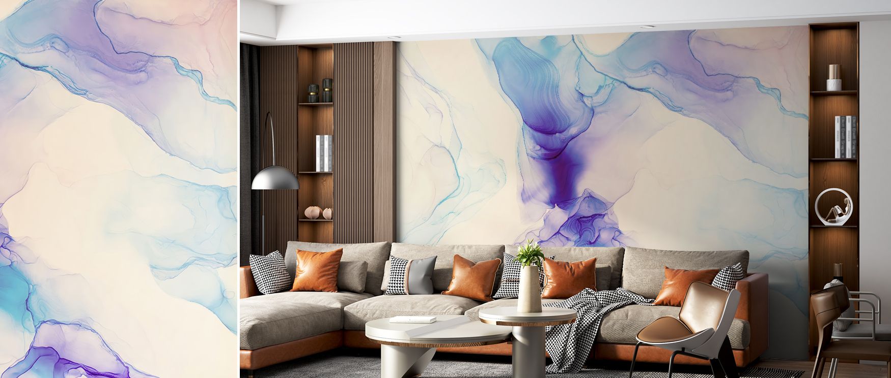 Floating abstract patterns move across this wallpaper with elegance, evoking serenity and creativity. Perfect for bedrooms or living rooms, it enriches interiors with calm energy and timeless beauty, transforming spaces into artistic retreats. 