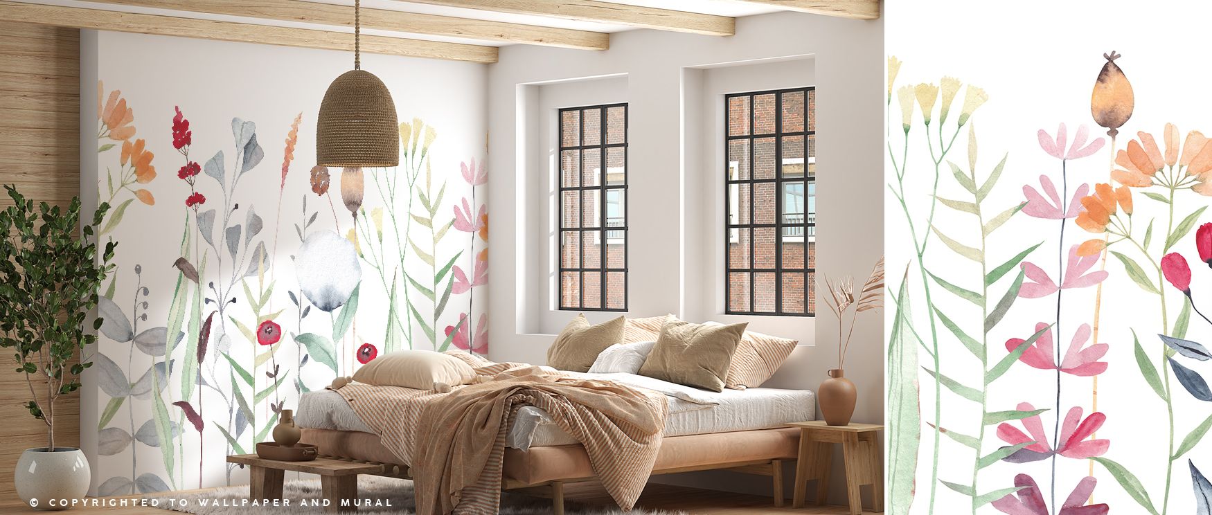 Bursting blossoms appear across this wallpaper in vivid tones, designed to bring adventure into interiors. Living rooms or bedrooms transform into lively sanctuaries, where walls radiate vibrancy and joyful energy through floral artistry. 