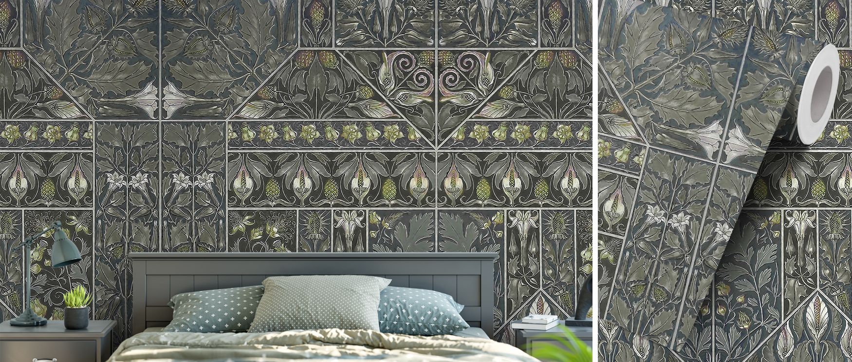 This wallpaper features soft floral motifs in calming green tones, spreading serenity throughout interiors. Designed to enhance bedrooms, living rooms, or dining areas, it turns walls into peaceful canvases filled with refined charm and natural beauty. 