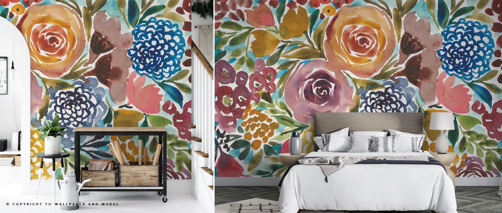 Elegant floral sprays cascade across this wallpaper, radiating timeless beauty. Perfect for bedrooms or dining rooms, it enriches walls with charm and sophistication, creating interiors that feel refined and graceful. 