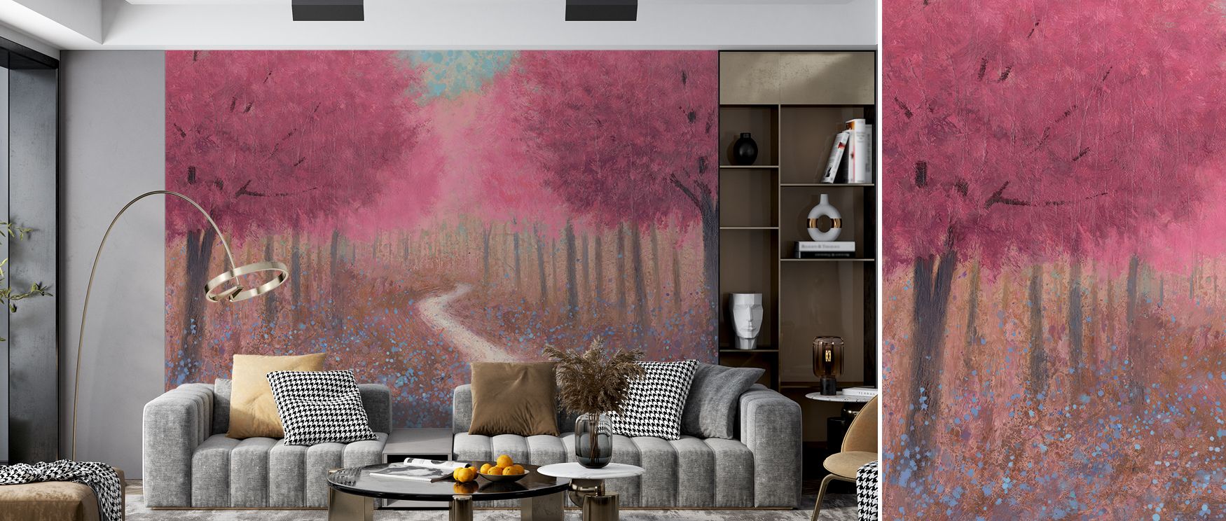 Forest Pathway Spring Scenic Wallpaper enriches bedrooms with stylish seasonal sanctuary where blooming pathway imagery inspires restful comfort uplifting tranquility and inspiring charm naturally. 