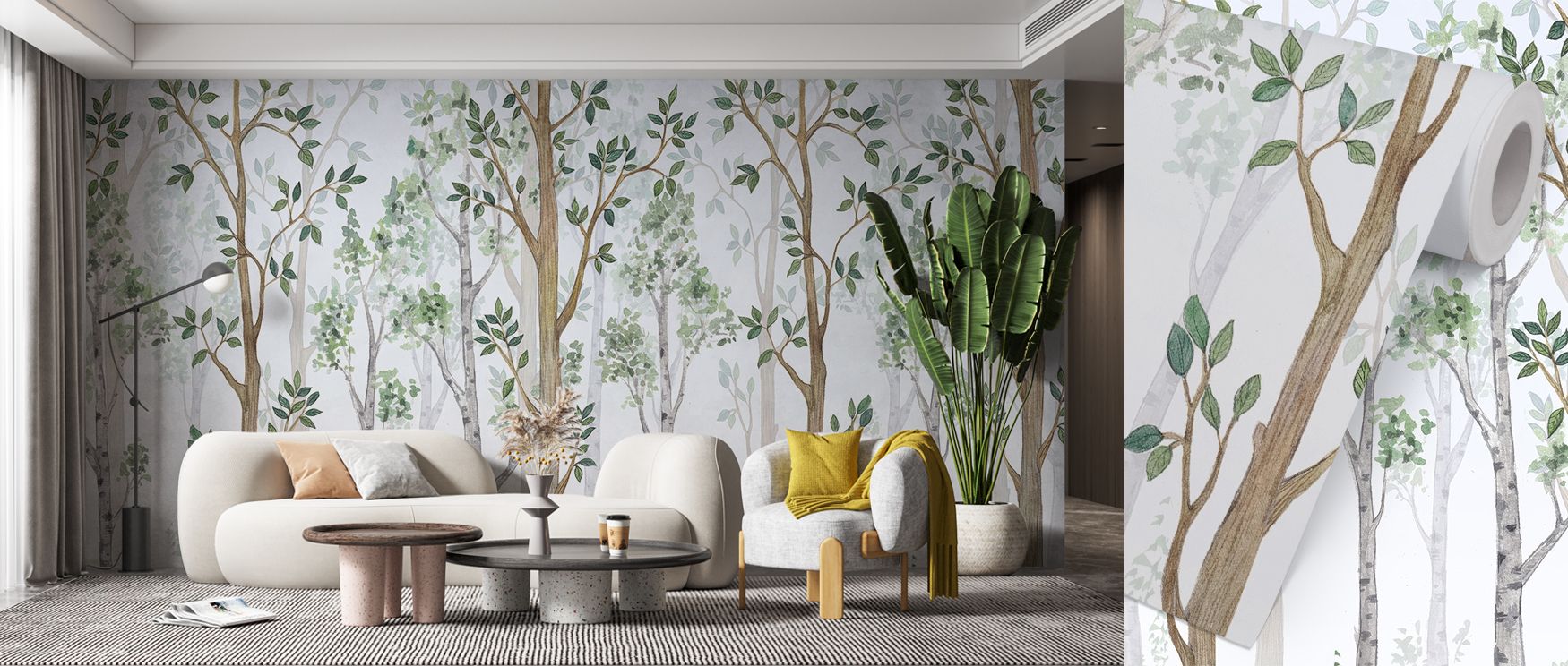 Forest Scenery Wallpaper provides offices with refined calm setting where lush greenery creates inspiring backdrop blending professional sophistication with tranquil artistic imagery that fosters productivity creativity and serenity effectively. 