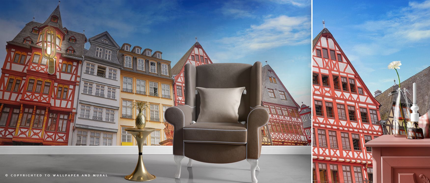 Frankfurt Romerberg Square Wallpaper enhances offices with cultural sophistication where architectural imagery fosters professional yet creative atmosphere blending history artistry and timeless elegance seamlessly. 