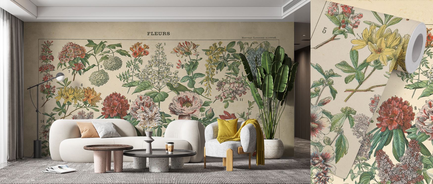French Flower Chart Wallpaper design adds stylish refinement to offices where floral imagery creates inspiring professional atmosphere filled with creative charm cultural richness and timeless sophistication beautifully.
