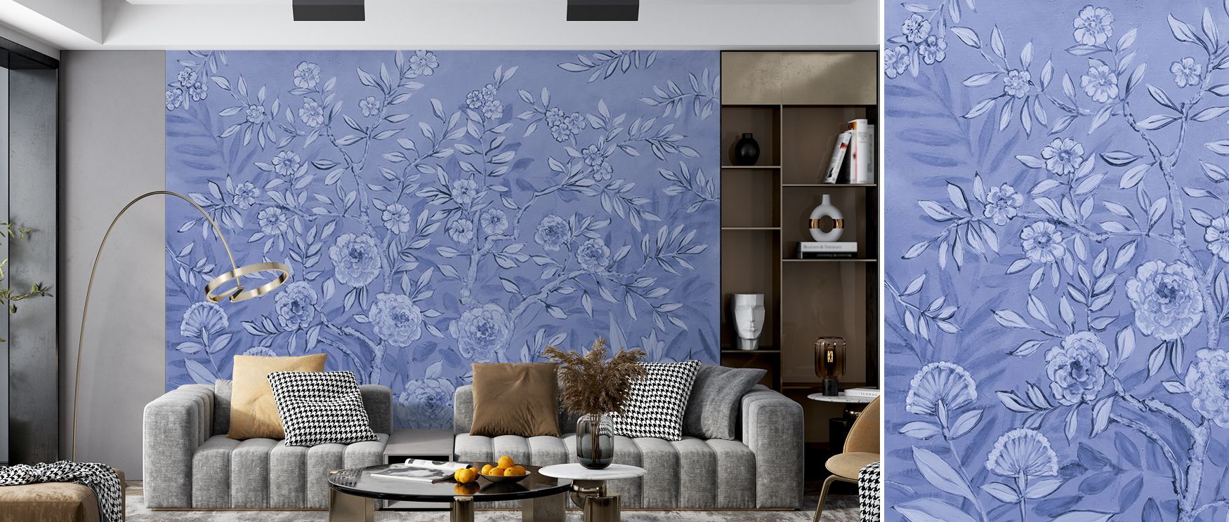 Intricate wallpaper design featuring French Garden All Blue Floral imagery enriches bedrooms with elegant artistry where blossoms in soft tones inspire calm restful spaces blending cultural refinement and modern elegance effortlessly.