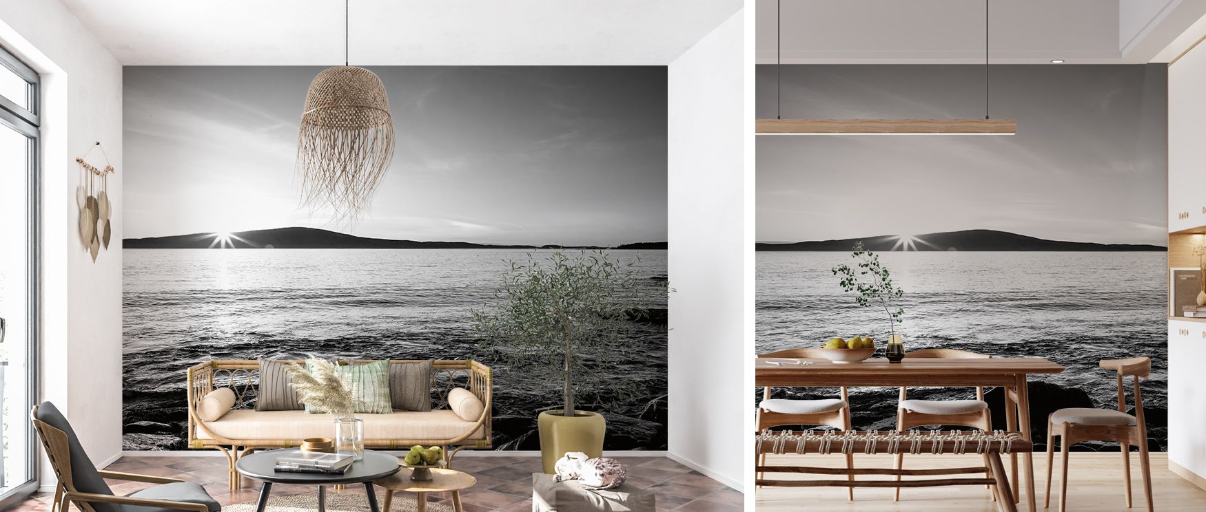 Frenchman Bay Scenic Wallpaper enriches bedrooms with soothing detail where scenic coastal landscapes inspire restful sanctuary decorated with artistic balance natural elegance and cultural charm harmoniously.