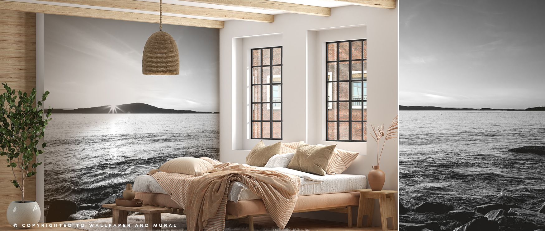 Wallpaper of Frenchman Bay Scenic design adds calm artistry to office interiors where waterscapes inspire refined atmosphere supporting productivity creativity and sophisticated decor enriched by cultural refinement naturally.