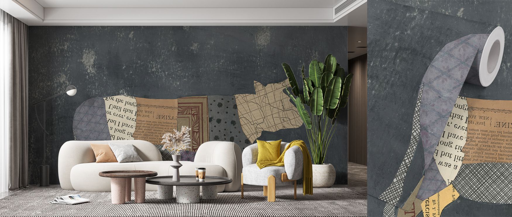 Wallpaper featuring From the Butcher Dark III design enriches bedrooms with modern elegance where abstract imagery inspires restful sanctuary decorated with bold stylish charm cultural refinement and artistic balance effectively.
