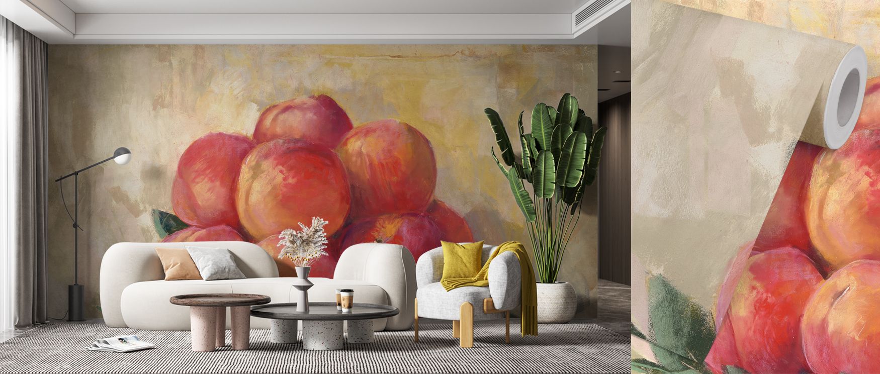 Wallpaper featuring Fruit Bowl Scenic design enriches dining areas with lively artistry where fruit filled imagery provides welcoming decor inspiring hospitality warmth cultural charm and natural vibrancy enhancing everyday meals beautifully.