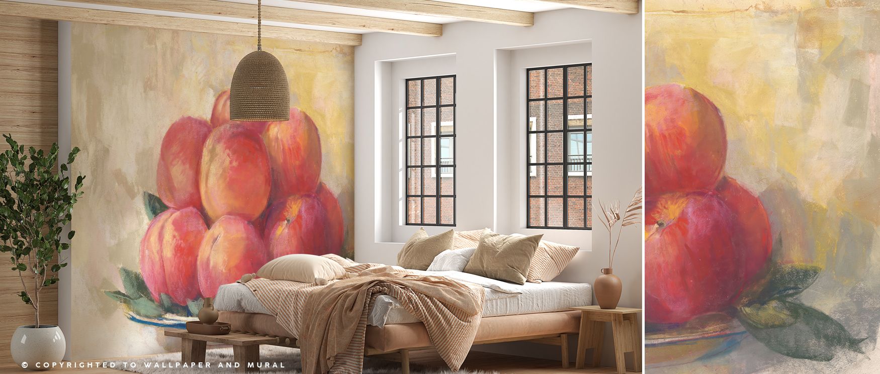 Wallpaper of Fruit Bowl Scenic imagery transforms living rooms into cheerful spaces where vibrant fruit details create artistic decor filled with cultural charm natural freshness and engaging positivity enhancing atmosphere gracefully.