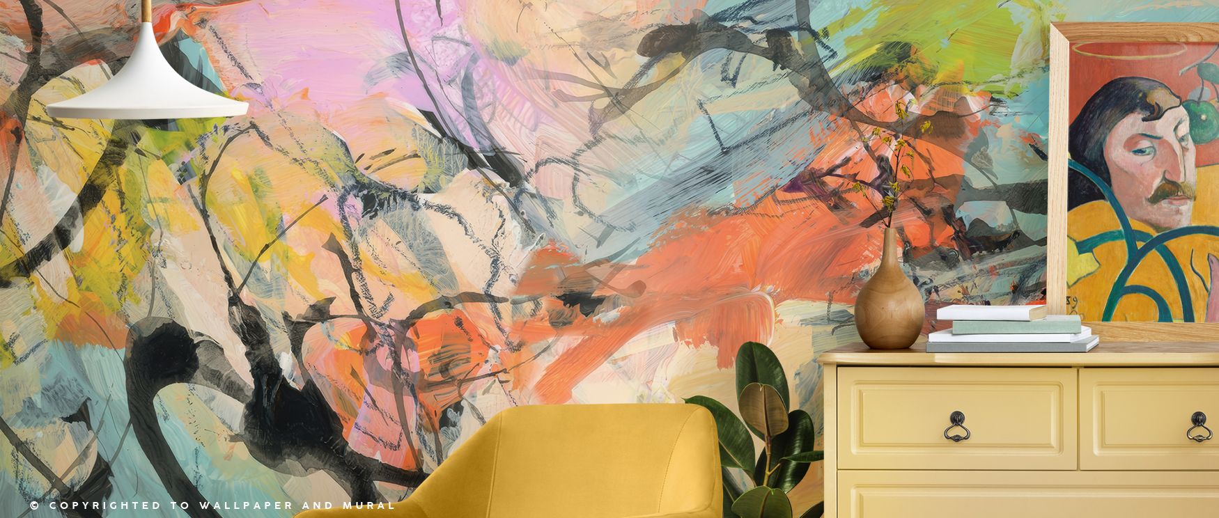Artistic wallpaper design Future Daydreaming Abstract enriches living rooms with imaginative artistry where layered abstract tones inspire engaging decor filled with cultural charm elegant balance and modern creativity effectively.
