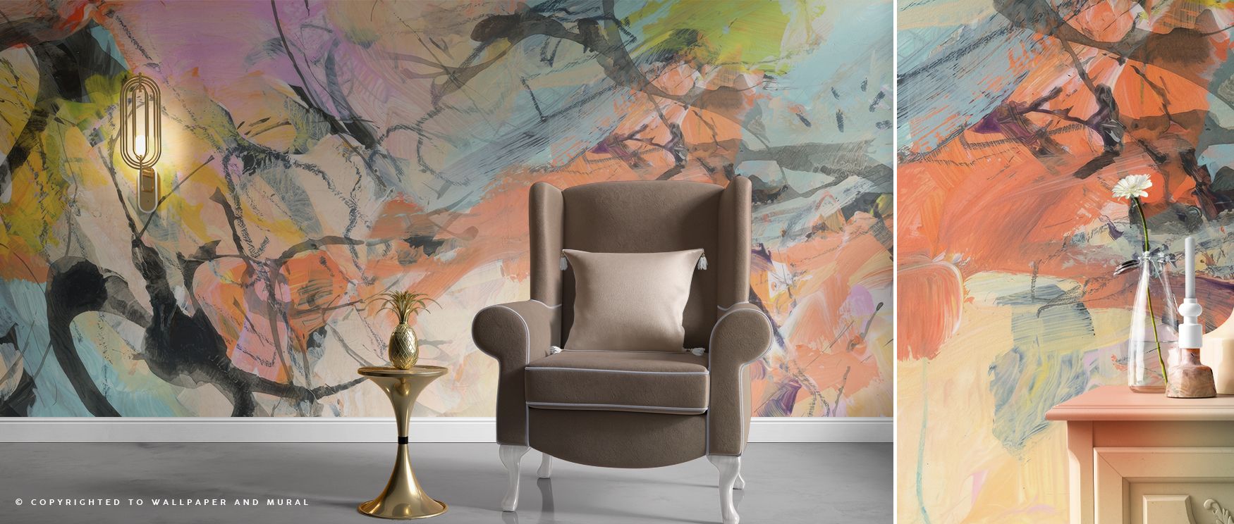 Future Daydreaming Abstract Wallpaper adds artistic inspiration to offices where dreamy abstract imagery enhances professional creative settings blending cultural refinement stylish decor and sophisticated atmosphere harmoniously.