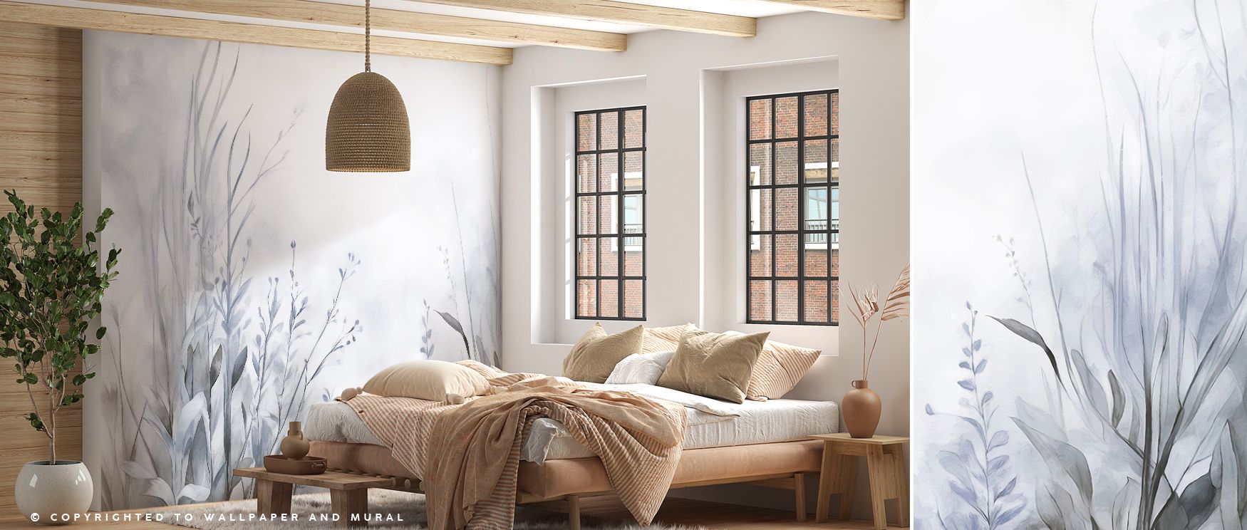 Garden of Peace Blue Floral Wallpaper decorates living rooms with elegant floral imagery where blossoms inspire stylish atmosphere filled with cultural refinement calm charm and artistic serenity transforming interiors gracefully.