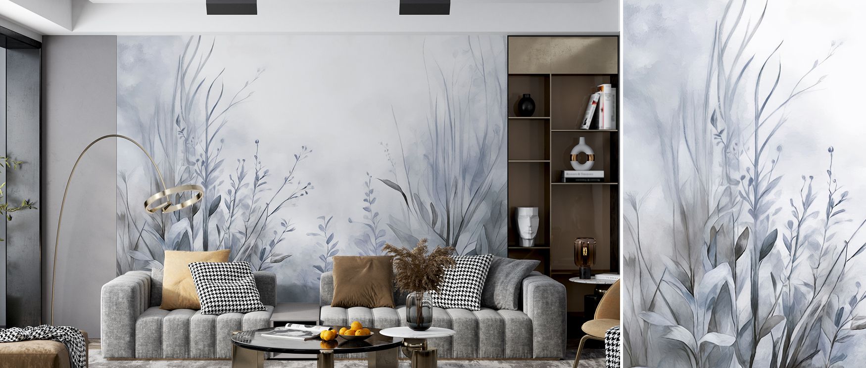 Wallpaper featuring Garden of Peace Blue Floral imagery enriches offices with creative calm where floral detail inspires refined professional environments filled with cultural charm stylish elegance and serene artistry effectively.