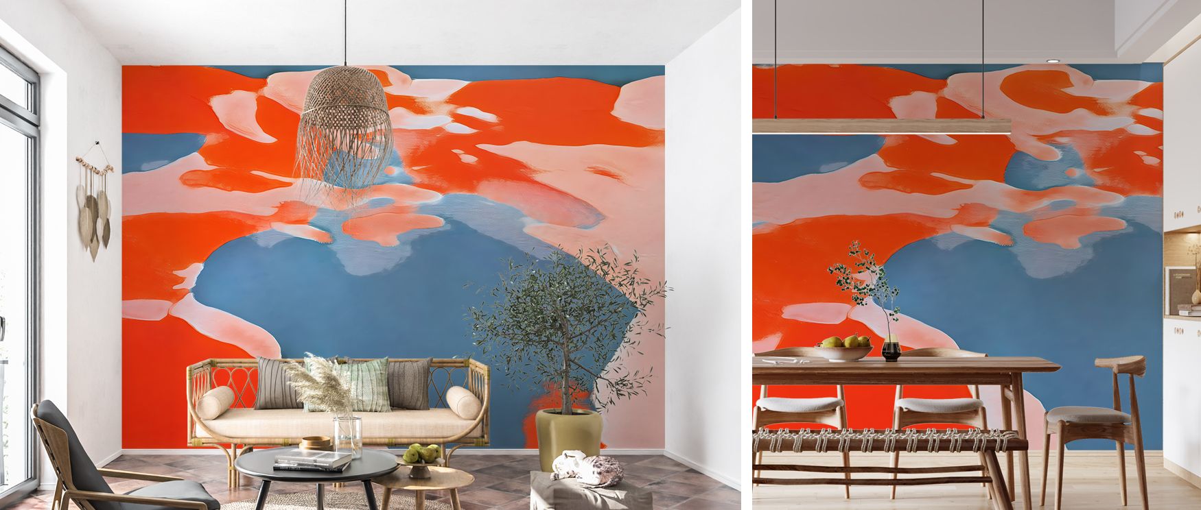 Wallpaper of Gemini Red Abstract design enhances offices with refined energy where abstract tones inspire creative atmosphere blending cultural charm professional sophistication and stylish decor harmoniously.